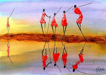 アフリカ人 Painting - アフリカからの反省 1